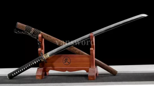 Folded Steel Clay Tempered Japanese Katana Samurai Sword Full Tang Battle Ready