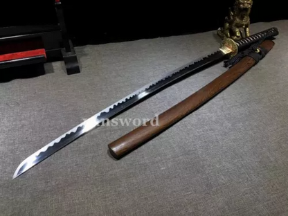 Katana Sword T10 Steel Clay Tempered Rose wood Saya Real Japanese Battle Ready