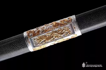 Top Damascus Steel Chinese Jian Sword Hand Engraved Fittings Battle Ready