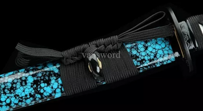 Japanese Katana Hand Forged T10 Clay Tempered Samurai Sword With Blue Blade.