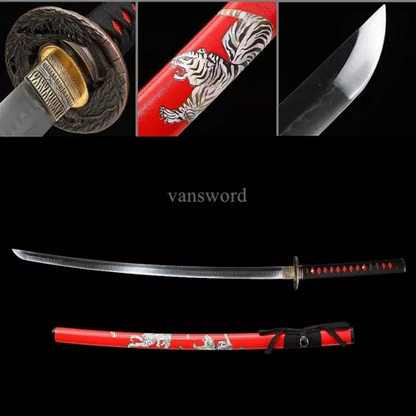 Handmade T10 Clay Tempered Japanese Samurai Real Hamon Sword Sharp.