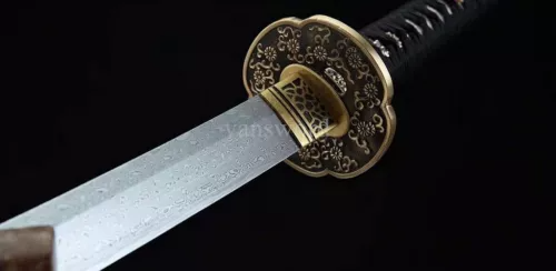 Japanese Katana Honsanmai Damascus Steel Samurai Sword With Hand-painted Saya.