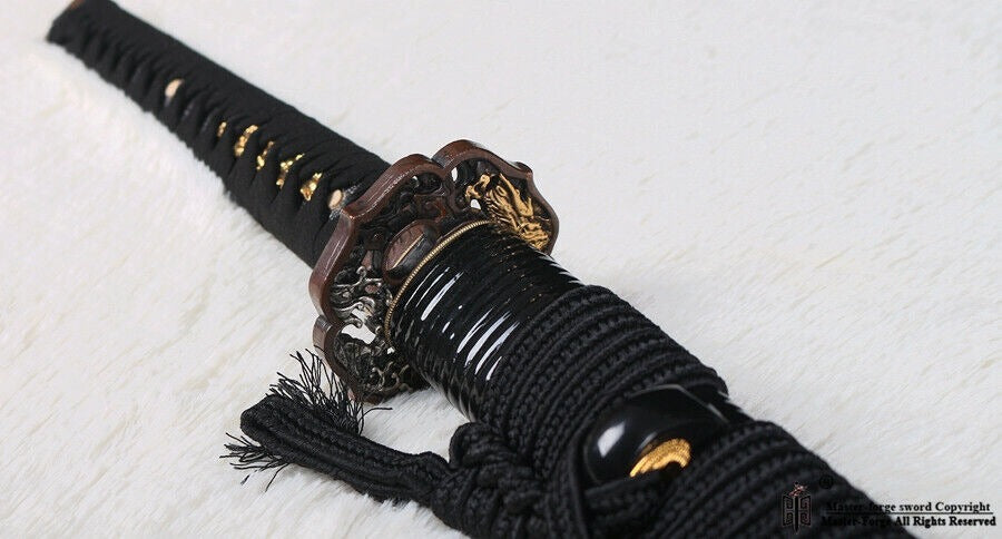 T10 Steel Clay Tempered Real Katana Japanese Samurai Sword Sharp Rattan Saya.