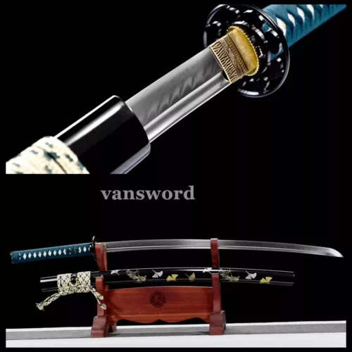 Handmade T10 Steel Clay Tempered Japanese Samurai Sword Katana Real Hamon Sharp