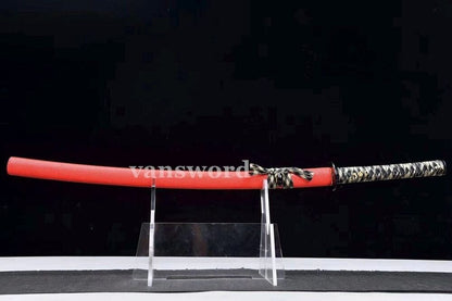 Handmade 9260 Spring Steel Japanese Katana Samurai Sword Real Weapons Red Saya