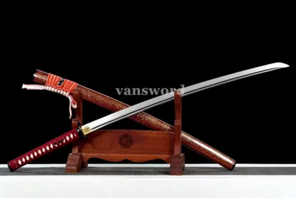 High quality Clay tempered Samrurai Carbon steel Japanese Katana Sword sharp.