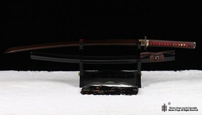 Japanese Katana Samurai Hand Forge Red Folded Steel Full Tang Blade Real Sword