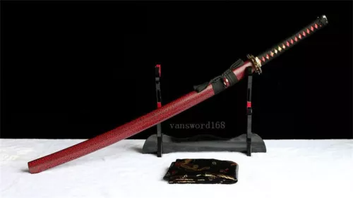 40.6" Handmade Damascus Red Folded Steel Japanese Samurai Katana Real Sword