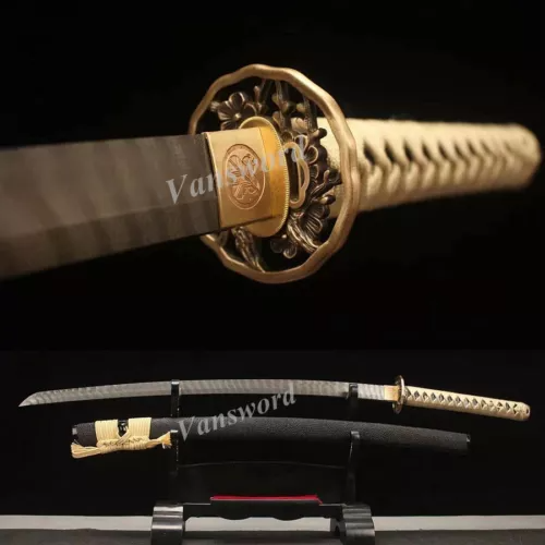 High Quality Japanese Katana Samurai Sword Twisted Folded Steel Full Tang Sharp