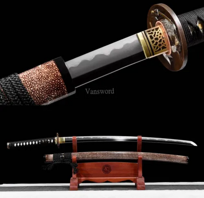 Kobuse Clay Temper Japanese Samurai Katana Polish Sword Full Rayskin Saya 60HRC