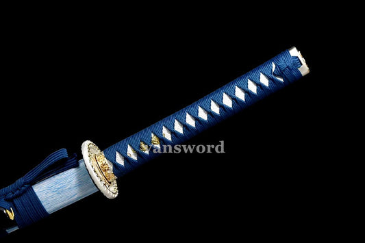 Japanese Katana Sword Clay Tempered Hand Abrasived T10 Steel Samurai Sharp