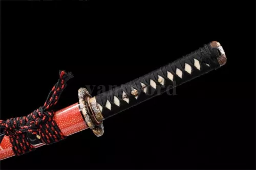 Wakizashi Samurai Sword Hand Forged T10 Steel Clay Tempered Japanese Real Sharp