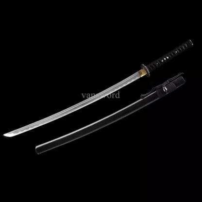 Katana Handmade 1095 High Carbon Steel Japanese Samurai Sword Black Scabbard.