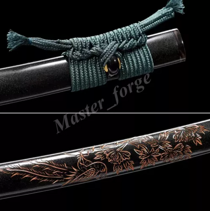 Japanese Samurai Katana Sword Choji Hamon Clay Tempered T10 Steel Sharp