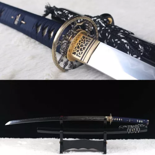 Clay tempered Folded Steel Japanese Samurai Katana Sword full tang sharp blade.