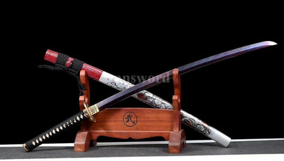 High Quality Purple Folded Steel Japanese Samurai Katana Sword Full Tang Sharp