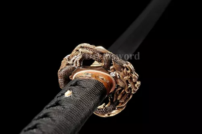 Black Folded Steel Blade Damascus Japanese Samurai Katana Sword Full Tang Sharp