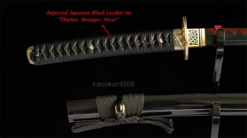 HandForged Black T10 steel Clay Tempered Japanese Katana Samurai RealHamon Sword