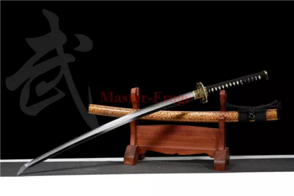 Japanese Samurai Sword T10 Steel Clay Tempered Abrasive Katana Battle Sharp