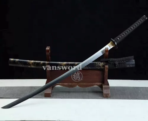 T10 Steel Clay Tempered Katana Blade Japanese Samurai Sword Real Weapons Sharp