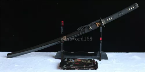 Hand Forged Folded Red Damascus Steel Blade Japanese Samurai Katana Sword Real