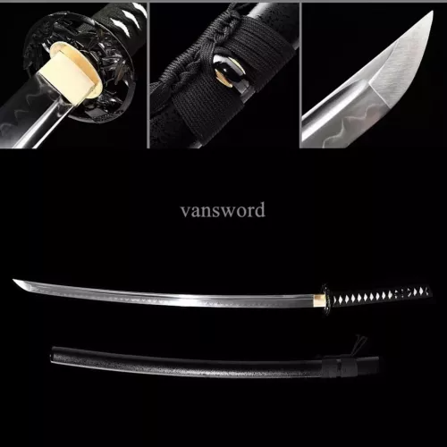 T10 Steel Clay Tempered Real Real Katana Full Tang Japanese Samurai Sword Sharp.