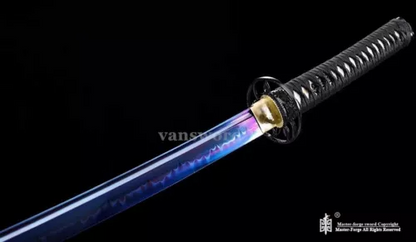 T10 Steel Clay Tempered Blue Blade Real Japanese Katana Samurai Sword Battle