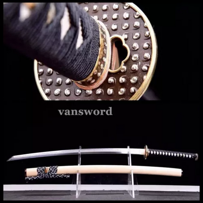 T10 Steel Clay Tempered Real Real Katana Full Tang Japanese Samurai Sword Sharp.