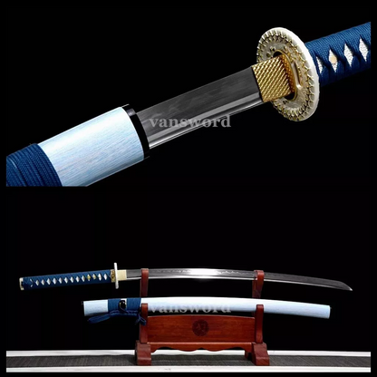 Japanese Katana Sword Clay Tempered Hand Abrasived T10 Steel Samurai Sharp