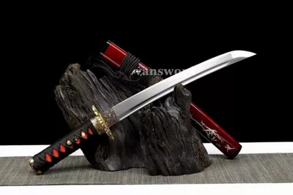 Hand Forged Folded Steel Full Tang Hamon Japanese Samurai Sword Mini Tanto