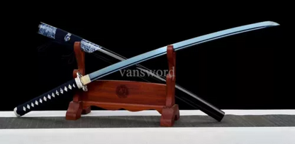 1095 High Carbon Steel Hand Forged Real Japanese Katana Samurai With Blue Blade.