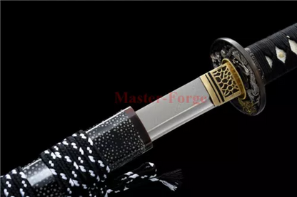 Japanese Real Sword Handmade Damascus Steel Copper Saya With OX Horn Handle