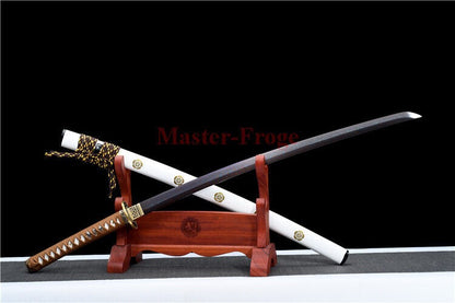 High Quality Japanese Katana Samurai Sword Folded Steel Full Tang Sharp White