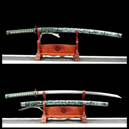 Hand Forged Sharp Folded Steel Japanese Samurai Katana Sword Full Tang Green