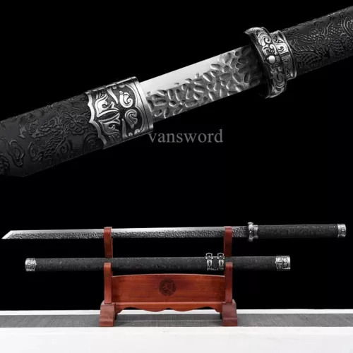 High Carbon Steel Chinese Tang Dynasty Dao Hand Forge Sharp With Black Saya.