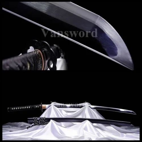 L6 Steel Clay Tempered Japanese Katana Samurai Sword Sharp Keisho Polishing.