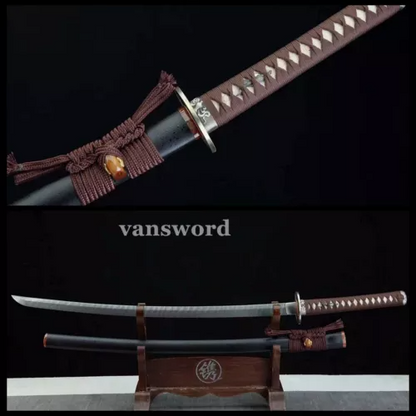 Damascus Folded Steel Japanese Katana Samurai Sword Full Tang Battle Ready Sharp