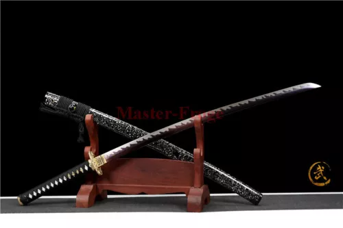 Folded Steel Japanese Katana Samurai Sword Red Battle Ready Full Tang Sharp