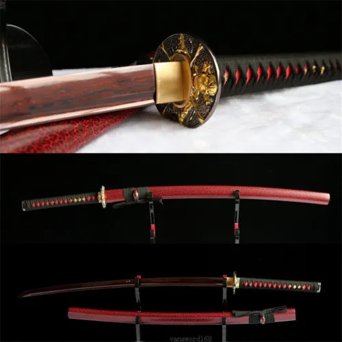 40.6" Handmade Damascus Red Folded Steel Japanese Samurai Katana Real Sword