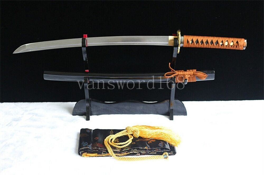 Hand Forged Damascus Folded Steel Japanese Wakizashi Samurai Real Sword Sharp