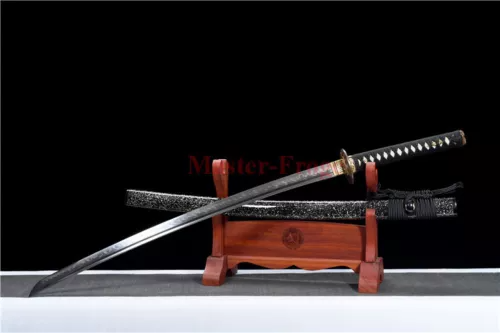 T10 Steel Clay Tempered Japanese Samurai Sword Differential Harden Katana Sharp