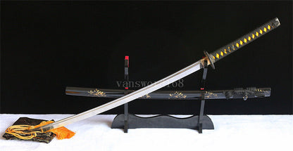 Handmade 9260 Spring Steel Japanese Samurai Sword Katana Full Tang Dragon Tsuba