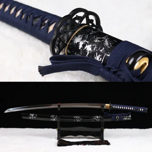 9260 Spring Steel Hand Forged Japanese Katana Samurai Sword Full Tang Iron Tsuba