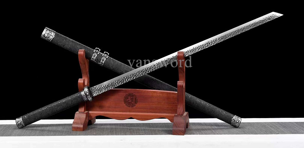 Hand Forge High Carbon Steel Chinese Tang Dynasty Dao Sharp With Black Saya.