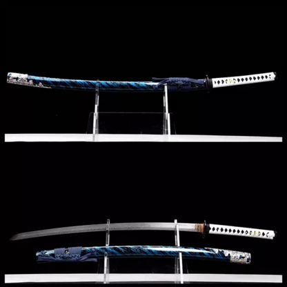 Hand Forged Folded Steel Japanese Samurai Katana Sword Real Sharp Full Tang Blue