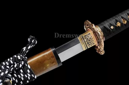 Black Folded Steel Blade Damascus Japanese Samurai Katana Sword Full Tang Sharp