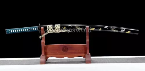 T10 Steel Clay Tempered Real Hamon Japanese Katana Sword Hand-painted Black Saya