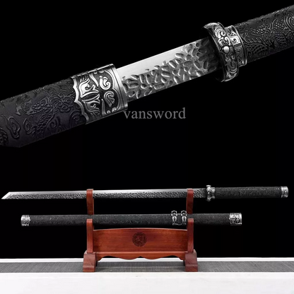 Hand Forge High Carbon Steel Chinese Tang Dynasty Dao Sharp With Black Saya.