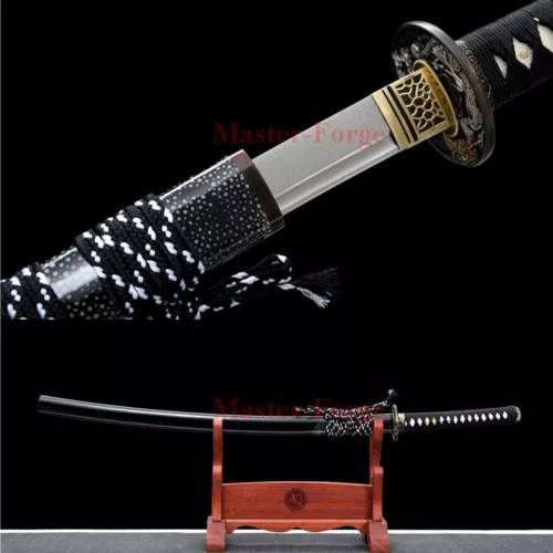 Japanese Real Sword Handmade Damascus Steel Copper Saya With OX Horn Handle