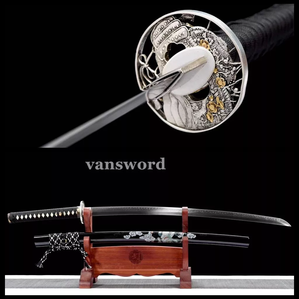 Clay Tempered Functional T10 Steel Japanese Katana Samurai Sword Full Tang Sharp